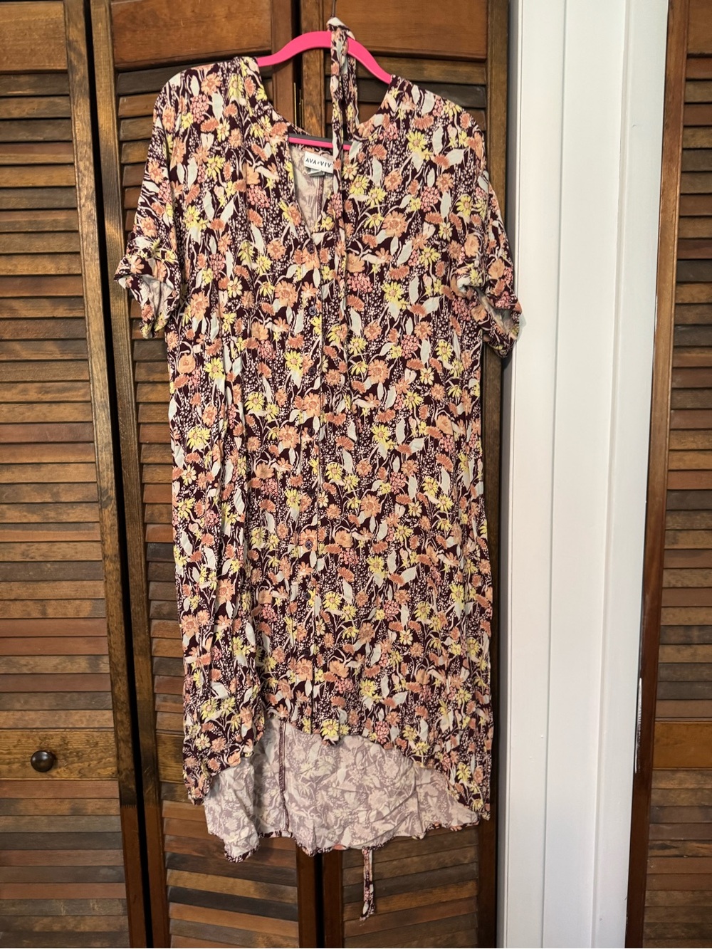 Ava & Viv Floral Dress in Rust, Yellow & Cream